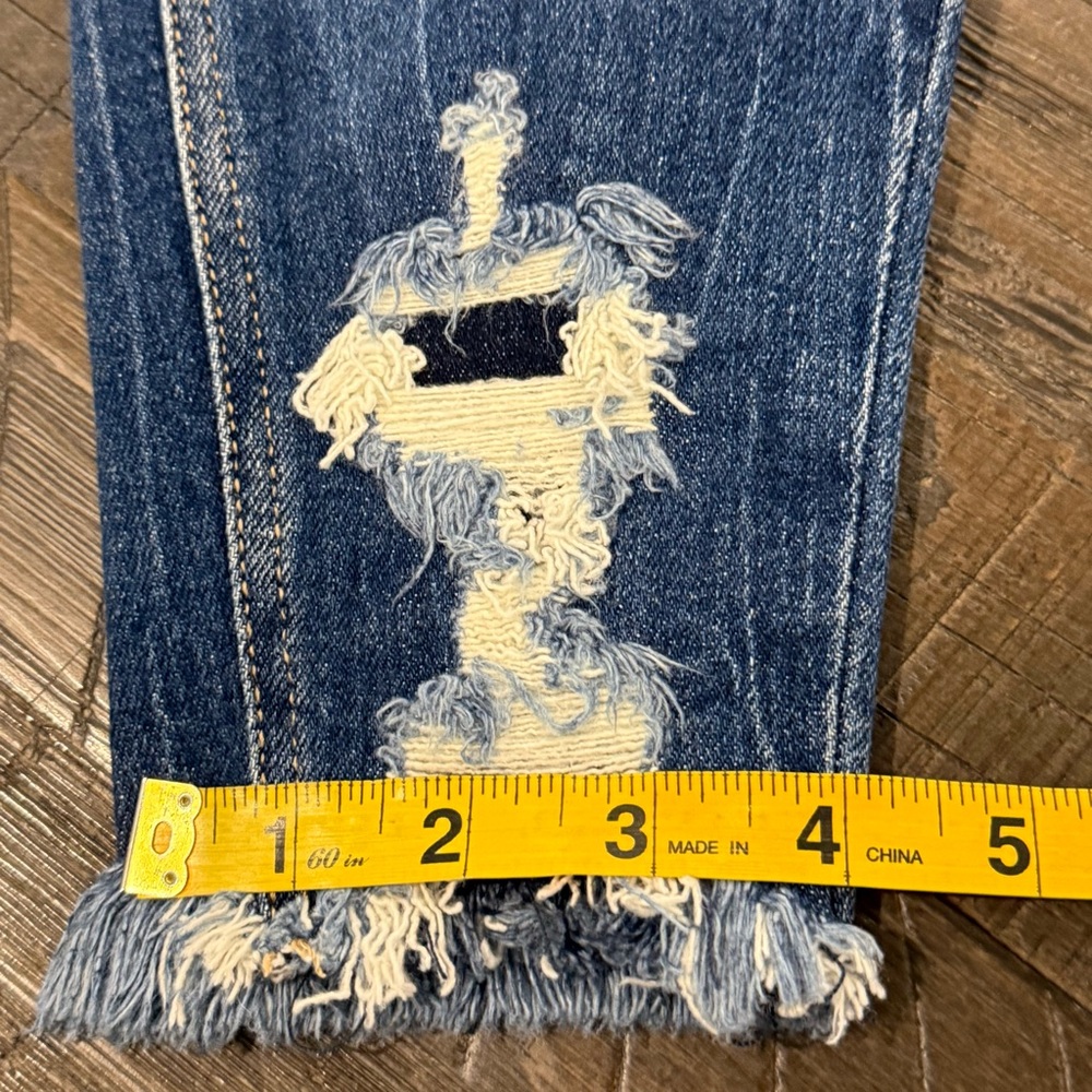 KanCan Signature Mid Rise Ankle Skinny Distressed Medium Wash Raw Hem 24 - Picture 16 of 16